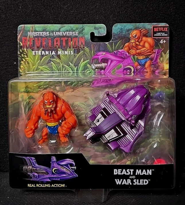 Masters of the Universe Eternia Minis Beast Man & War Sled Rolling Action NIB