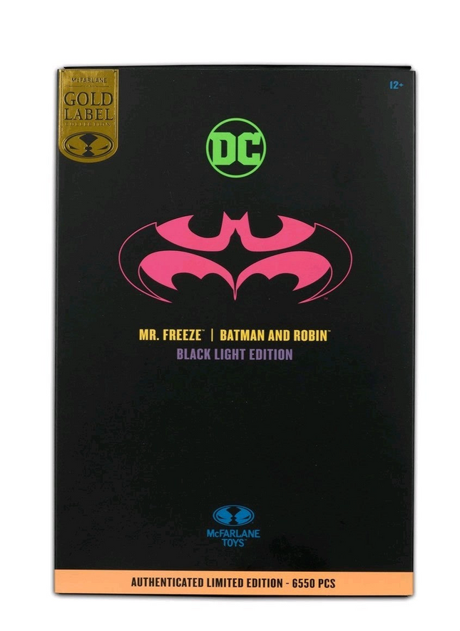 Dc Multiverse Batman And Robin Mr. Freeze Black Light Gold Label Glow