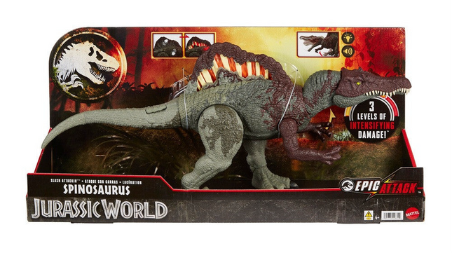 Jurassic World: Ataque épico, corte y ataque del dinosaurio Spinosaurus