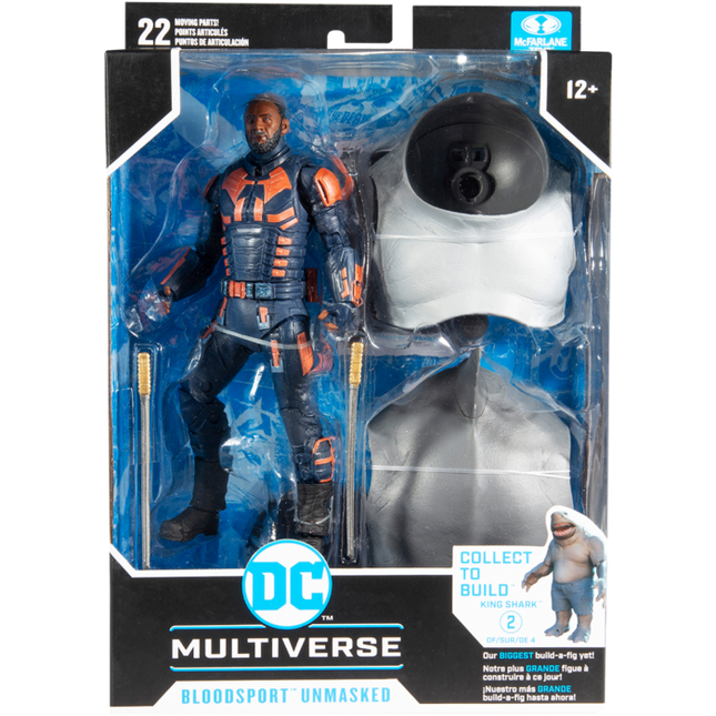 Figura de acción exclusiva de McFarlane Toys Suicide Squad Bloodsport Unmasked de 7"