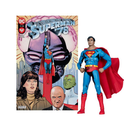 Figura de acción de Superman '78 de DC Page Punchers de 7" con cómic Edición Platino
