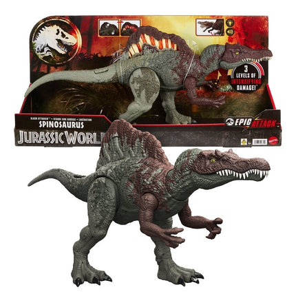Jurassic World: Ataque épico, corte y ataque del dinosaurio Spinosaurus