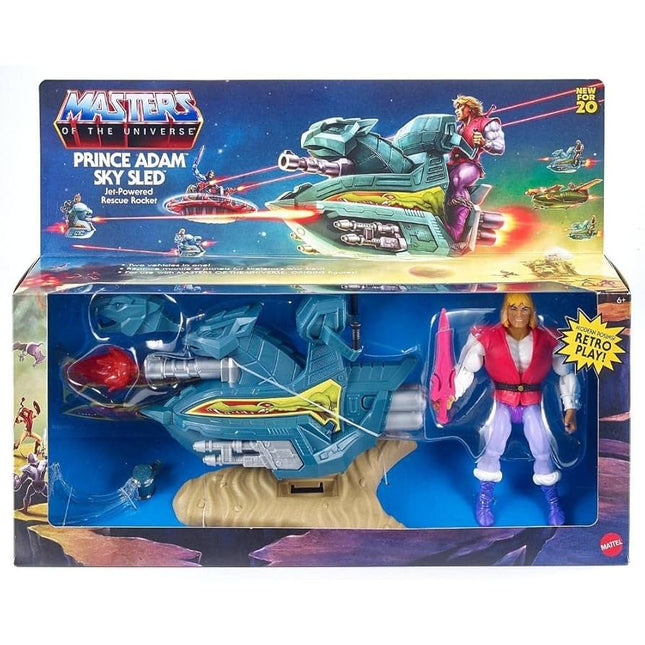 Figura de acción del Príncipe Adam Sky Sled de Masters of the Universe Origins