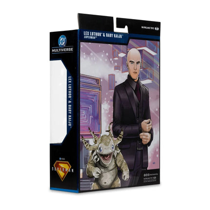 Figura de acción de 7 pulgadas de la película Superman de DC Multiverse Deluxe Theatrical Edition Wave 1 de Lex Luthor y Baby Kaiju