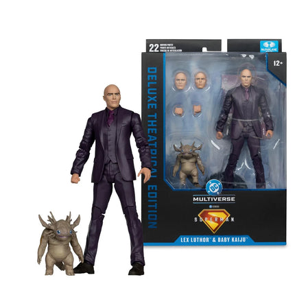 Figura de acción de 7 pulgadas de la película Superman de DC Multiverse Deluxe Theatrical Edition Wave 1 de Lex Luthor y Baby Kaiju