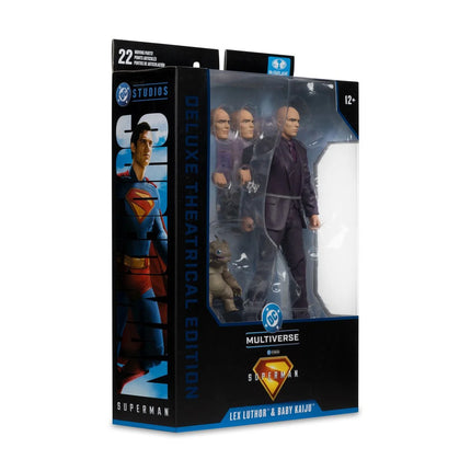 Figura de acción de 7 pulgadas de la película Superman de DC Multiverse Deluxe Theatrical Edition Wave 1 de Lex Luthor y Baby Kaiju