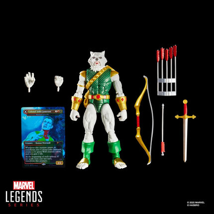 Figura de acción y tarjeta de Spider-Man Marvel Legends Magic: The Gathering Man-Wolf de 6 pulgadas