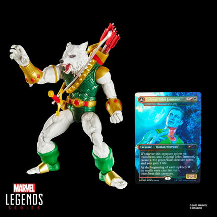 Figura de acción y tarjeta de Spider-Man Marvel Legends Magic: The Gathering Man-Wolf de 6 pulgadas