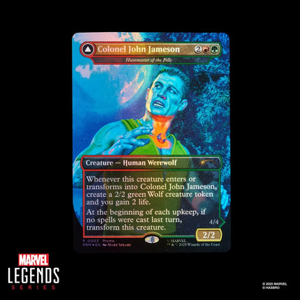 Figura de acción y tarjeta de Spider-Man Marvel Legends Magic: The Gathering Man-Wolf de 6 pulgadas