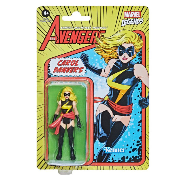 Figura de acción retro de los Vengadores de Marvel Legends Carol Danvers de 3,75 pulgadas