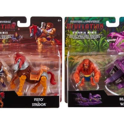 Masters of the Universe Revelation Eternia Minis Fisto &amp; Stridor y Beast Man &amp; war Sled