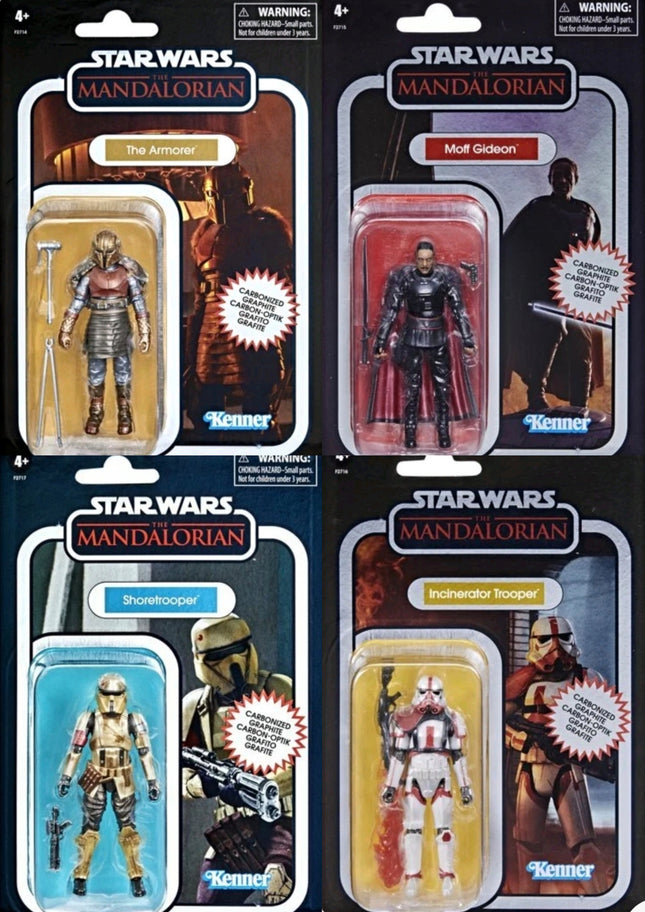 Colección vintage de Star Wars: The Mandalorian, juego de 4 figuras carbonizadas Wave 2 de 9,5 cm