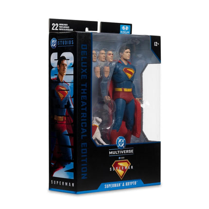 Figura de acción de Superman y Krypto de 7 pulgadas de la primera ola de la película Superman de DC Multiverse Theatrical Deluxe