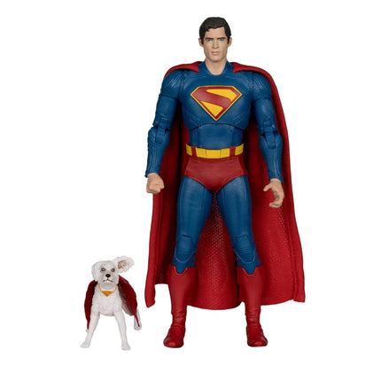 Figura de acción de Superman y Krypto de 7 pulgadas de la primera ola de la película Superman de DC Multiverse Theatrical Deluxe