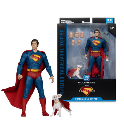 Figura de acción de Superman y Krypto de 7 pulgadas de la primera ola de la película Superman de DC Multiverse Theatrical Deluxe