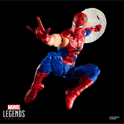 Figura de acción y tarjeta de Spider-Man de 6 pulgadas dañado por la batalla de Marvel Legends Magic: The Gathering