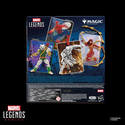 Figura de acción y tarjeta de Spider-Man de 6 pulgadas dañado por la batalla de Marvel Legends Magic: The Gathering