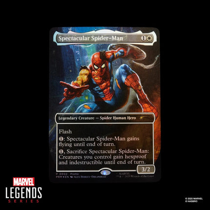 Figura de acción y tarjeta de Spider-Man de 6 pulgadas dañado por la batalla de Marvel Legends Magic: The Gathering