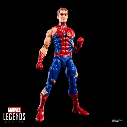 Figura de acción y tarjeta de Spider-Man de 6 pulgadas dañado por la batalla de Marvel Legends Magic: The Gathering