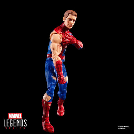 Figura de acción y tarjeta de Spider-Man de 6 pulgadas dañado por la batalla de Marvel Legends Magic: The Gathering