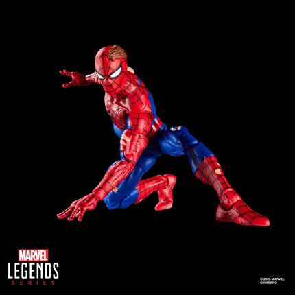 Figura de acción y tarjeta de Spider-Man de 6 pulgadas dañado por la batalla de Marvel Legends Magic: The Gathering